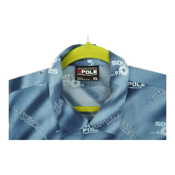 SouthPole Shirt Mens Size XL Button Up Short Sleeve Striped Blue - Picture 3 of 5